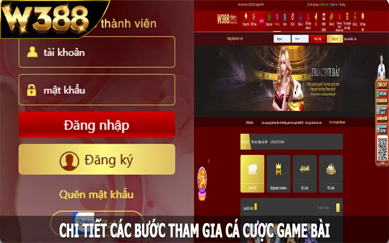 Chi tiết các bước tham gia cá cược game bài tại W388