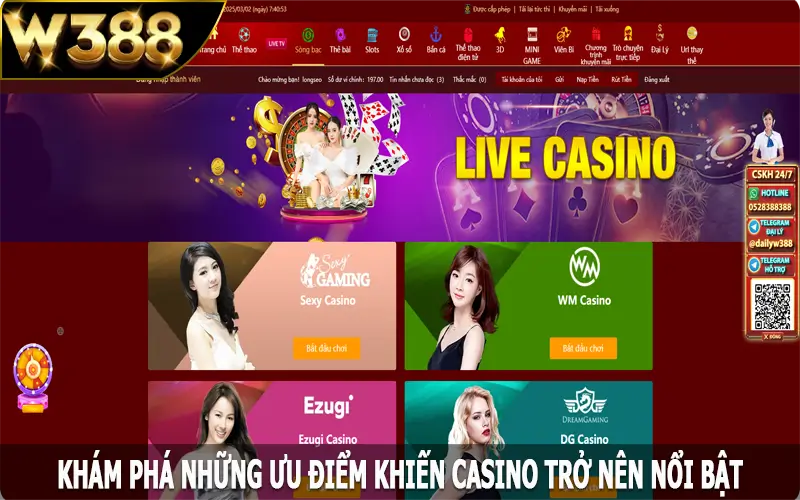 Khám phá những ưu điểm khiến casino W388 trở nên nổi bật